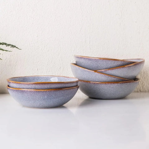 Ceramic Dinnerware Sets,Handmade Reactive Glaze Plates and Bowls Set,Highly Chip and Crack Resistant