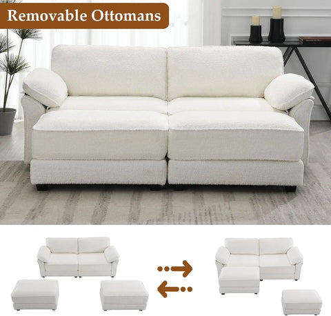 Sofa Love Seat Sleeper Sofa for Living Room, 81" Deep Seat White Cloud Couch Convertible Sofa Bed, Modern Oversized Chair