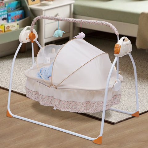 Automatic Rocking Chair Electric Baby Swing Bed Crib Music Adjustable+ Mat Cradle Remote control