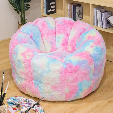 Bean Bag Chairs for Adults with Filler, 36" Memory Foam Bean Bag Sofa Chair with Flower Armrest Design Faux Fur Comfy Reading