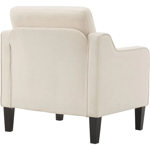 VINGLI Mid Century Modern Accent Chair,Beige Fabric Accent Chairs for Living Room Upholstered Armchair with Scooped Arms