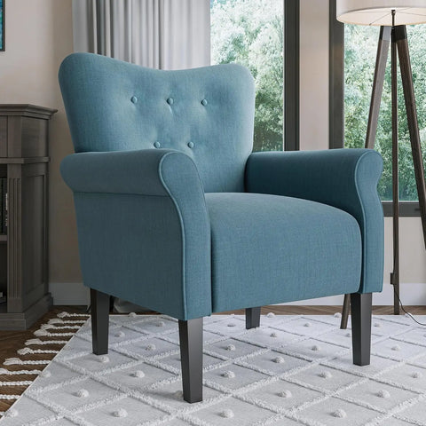 BELLEZE Modern Accent Chair for Living Room, High Back Floral Armchair with Wooden Legs, Upholstered Wingback Side Chair Padded