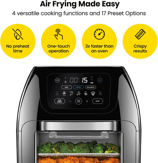 CHEFMAN Multifunctional Digital Air Fryer+ Rotisserie, Dehydrator, Convection Oven, 17 Touch Screen Presets Fry