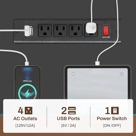 L Shaped Gaming Desk, Reversible Computer Desk, Gaming Desk with Power Outlets & LED Strip, Black