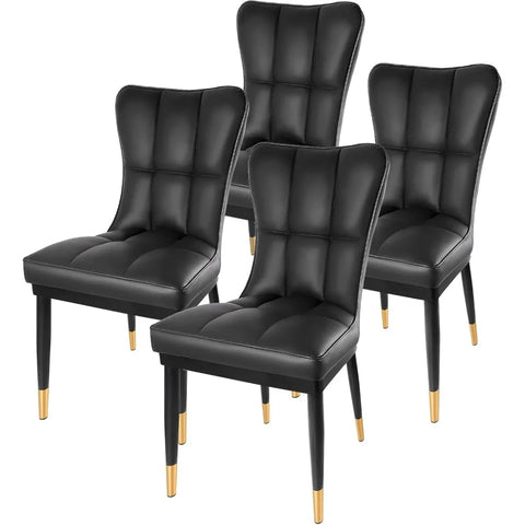 Modern Dining Chairs Set of 4 Leather Dining Room Chairs Chaises Upholstered Side Chair Solid Metal Legs for Kitchen Living Room