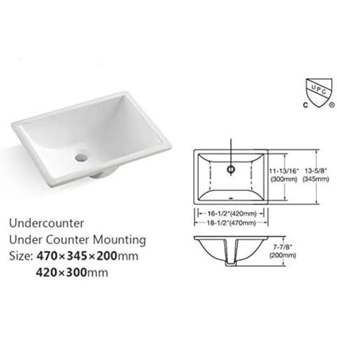 43"x 22" Bathroom Vanity Top ,White Marble Color With Rectangle Undermount Ceramic Sink And 3 Faucet Hole With Back Splash