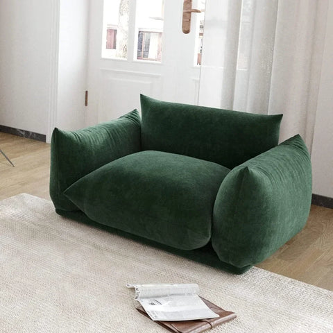 Medieval style comfortable sofa with thick cushion, display single chair deep seat sofa, green