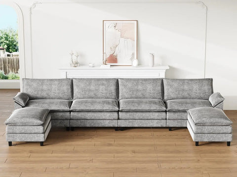 Modular Sectional Sofa Couch, Fabric Reversible Sofa Couch Cloud Couch, Sectional Sofa Couches for Living Room, Apartment