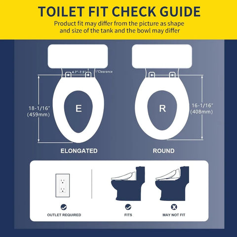 Bidet Toilet Seat, Smart Unlimited Warm Water, Electronic Heated Toilet Seat,Turbo Wash, Dryer, Rear and Front Wash