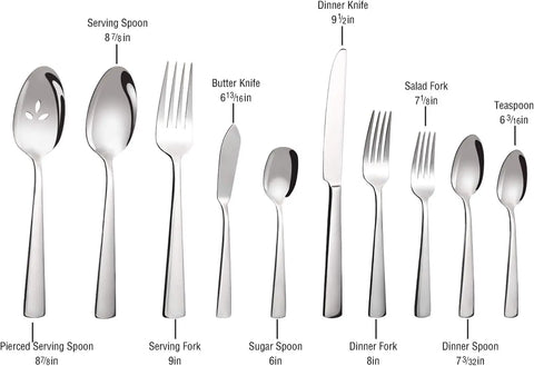 45-Piece Silverware Flatware Cutlery Set Service for 8,Durable 18/0 Stainless Steel Tableware in Ergonomic Design Size and Weigh