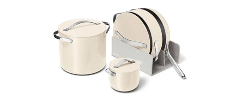 Caraway Cookware+ Collection - Specialty Cookware Set - Petite Cooker, Stir Fry Pan, Rondeau, & Stock Pot - 3 Lids & Storage