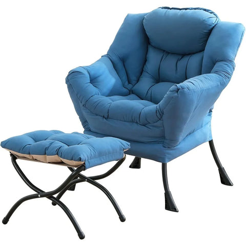 Tiita Lazy Chair with Ottoman, Modern Large Accent Lounge Chair, Leisure Sofa Armchair with Ottoman, Reading Chair