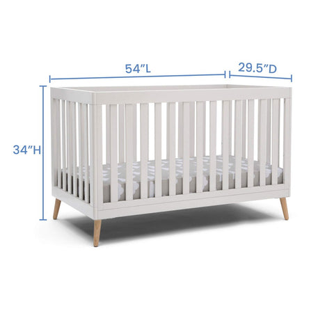 2023 New  Children Essex 4-in-1 Convertible Baby Crib, Bianca White with Natural Legs