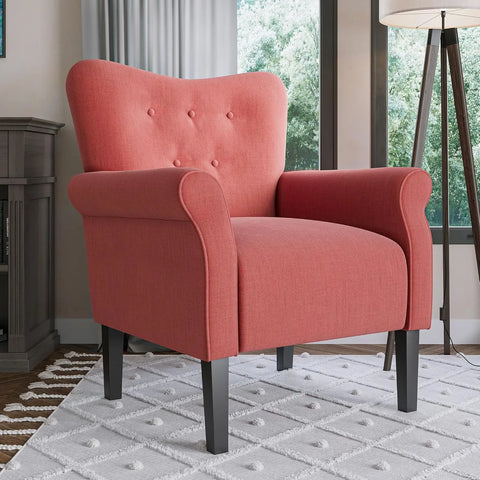 BELLEZE Modern Accent Chair for Living Room, High Back Floral Armchair with Wooden Legs, Upholstered Wingback Side Chair Padded