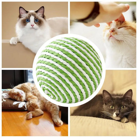 Cat Scratcher Sisal Multipurpose Sisal Cat Scratching Ball With Bell Wear-Resistant Funny Cat Scratching Board Cat Ball Toy