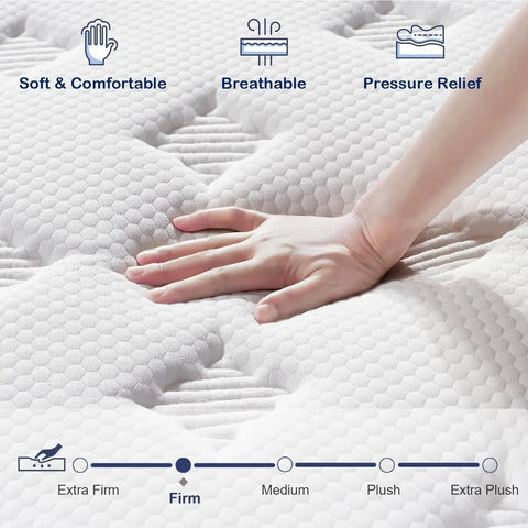 California King Mattress - Upgrade Strengthen - 12 Inch Firm Hybrid Cal King Mattress in a Box