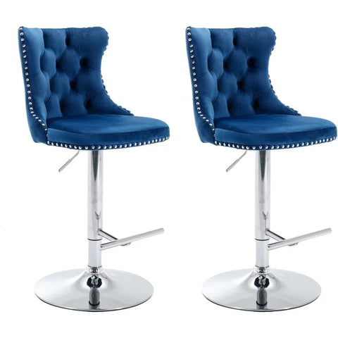 Swivel Bar Stools Set of 4,Adjustable Barstools with Back Velvet Tufted Counter Stools Modern Upholstered Bar Chairs