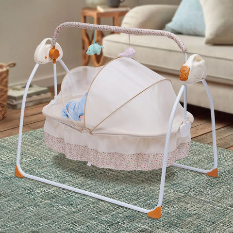 Automatic Rocking Chair Electric Baby Swing Bed Crib Music Adjustable+ Mat Cradle Remote control