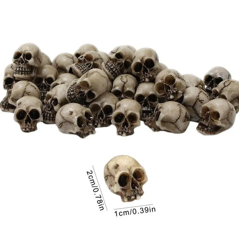 20 Pcs Resin Mini Skulls Heads Halloween Garden Decorations Skeleton Fake Human Ornament Trick Toy Skeleton Ornament