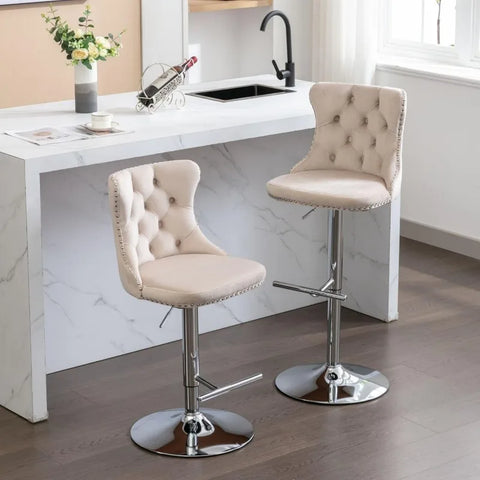 Swivel Bar Stools Set of 4,Adjustable Barstools with Back Velvet Tufted Counter Stools Modern Upholstered Bar Chairs