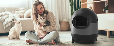 Smart Self Cleaning Cat Litter Box, Automatic Extra Large Litter Box for Multiple Cats, Odor-Removal/Health Monitoring,