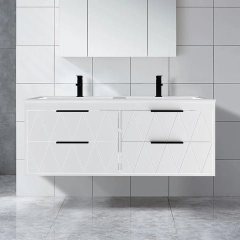 30" Bathroom Vanities Cabinet with Sink Combo, W/Decor Line, Soft-Close System, 2 Extra Big Drawers, Matte Black Faucet