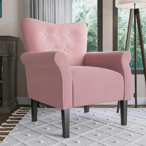 BELLEZE Modern Accent Chair for Living Room, High Back Floral Armchair with Wooden Legs, Upholstered Wingback Side Chair Padded