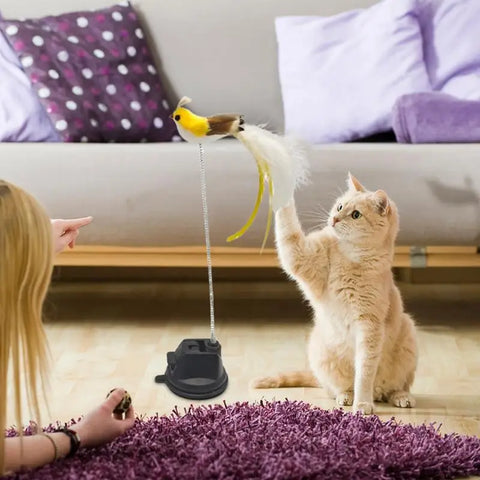 Car Stick For Tease Bird Feather Spring Wand Teaser With Suction Cup Indoor Interactive Pet Toy For Car Owners Cat Lovers Cat