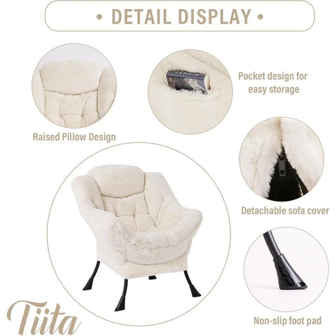 Tiita Lazy Chair with Ottoman, Modern Large Accent Lounge Chair, Leisure Sofa Armchair with Ottoman, Reading Chair