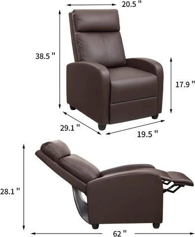 Recliner Chair Adjustable Home Theater Single Fabric Recliner Sofa Furniture with Thick Seat Cushion and Backrest Modern