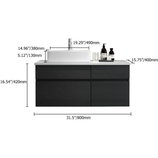 Bathroom vanity cabinet,31'' Bathroom Vanity Floating Bathrooms Sink Cabinet With Ceramic Vessel Sink ,Bathroom Dresser