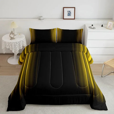 Comforter Set Kids Teens Dark Blue and Black Striped Bedding Bed Set Decor Modern Fashion Comforter Inner Fill Bedroom