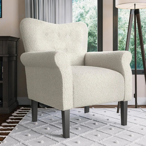 BELLEZE Modern Accent Chair for Living Room, High Back Floral Armchair with Wooden Legs, Upholstered Wingback Side Chair Padded