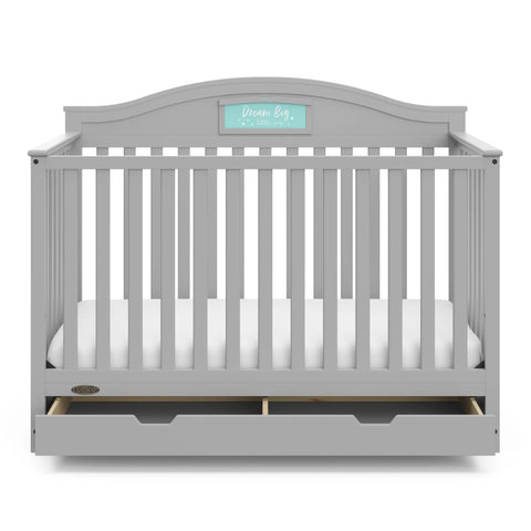 2023 New Graco Story 5-in-1 Convertible Baby Crib with Drawer, Pebble Gray