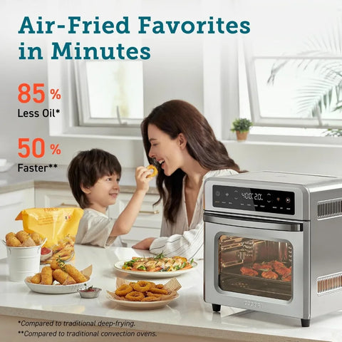 11-in-1 Air Fryer Oven , 13Qt Small Footprint Airfryer combo with Rotisserie, Toast, Bake, Roast, Reheat Functions and more