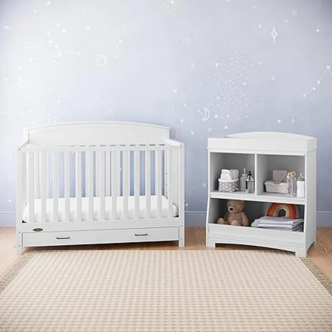 5-in-1 Convertible Crib with Drawer - Converts from Baby Crib to Toddler Bed, Fits Standard Full-Size Crib Mattress