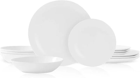 12 Piece Round Kitchen Dinnerware Set,Service for 4, Chip Resistant Porcelain