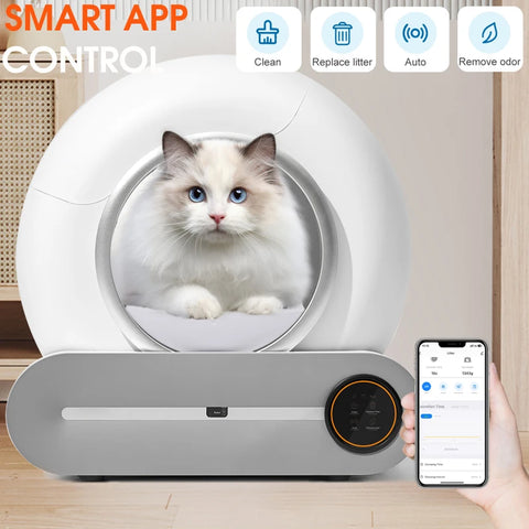 Self-Cleaning Cat Litter Box, Automatic Scooping and Odor Removal, App Control Support 2.4G WiFi, Smart Automatic Cat Litter Box