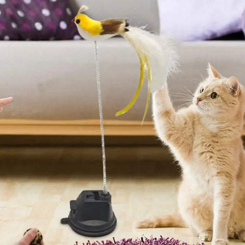 Car Stick For Tease Bird Feather Spring Wand Teaser With Suction Cup Indoor Interactive Pet Toy For Car Owners Cat Lovers Cat