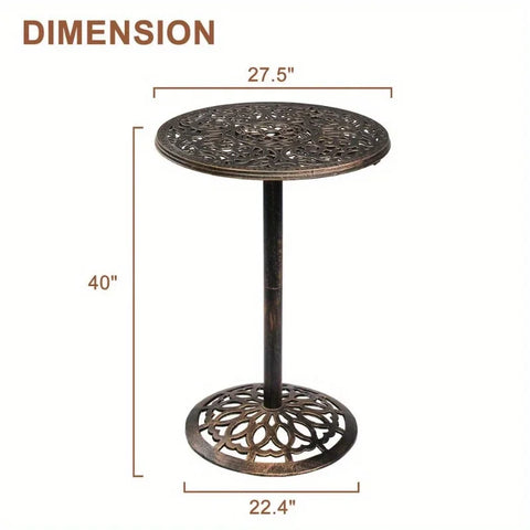 40" Outdoor Patio Bar Bistro Pub Table All-Weather Cast Aluminium Round, Bronze