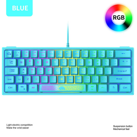 K61 RGB Wired Keyboard 60 Percent 62 Keys Ergonomic Gaming Keyboard Ultra-Compact Mini Keyboard Multiple Modes For Laptop PC