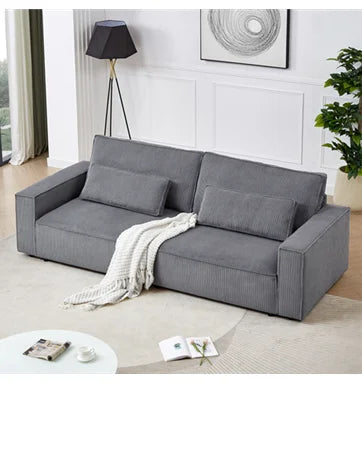 85in Sofa, 3 Seater Couch with 2 USB Charging Ports and Extra deep Seat, Sofa Couches for Living Room, Wide Rolled Arms, Grey