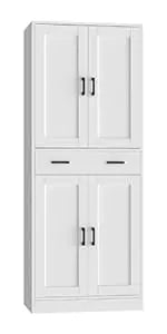 Kitchen Pantry Cabinet, 71" Tall Kitchen Storage Cabinet with Power Outlet, Freestanding Kitchen Hutch with countertop