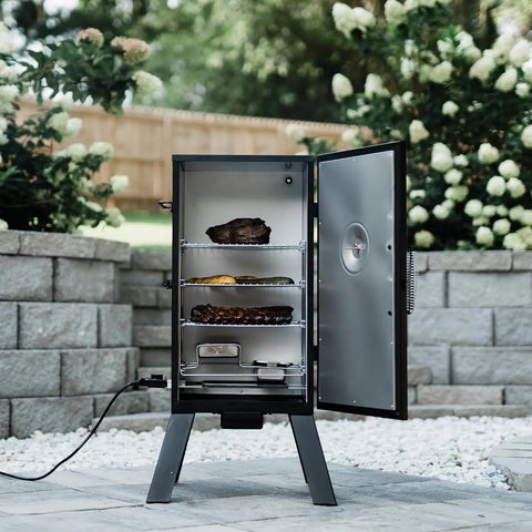 30-inch Electric Vertical BBQ Smoker with Analog Temperature Control, Chrome Smoking Racks