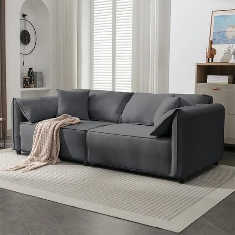 Mjkone Oversized Sofa - 97 inch Sofa Couch, 4 Seater Deep Seat Sofa for Living Room - Linen Fabric Comfy Bouclé Sofá - Home Thea