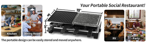 Table Grill, CUSIMAX Indoor Grill Electric Grill, Portable Korean BBQ Grill with 2 in 1 Reversible Non-stick Plate & Na