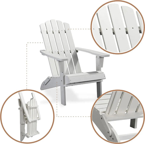 Folding Adirondack Chair Real Wood Look All Weather Folding Plastic Outdoor Chairs for Firepit Easy to fold and store