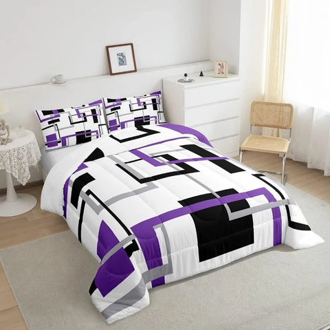 Comforter Set Kids Teens Dark Blue and Black Striped Bedding Bed Set Decor Modern Fashion Comforter Inner Fill Bedroom