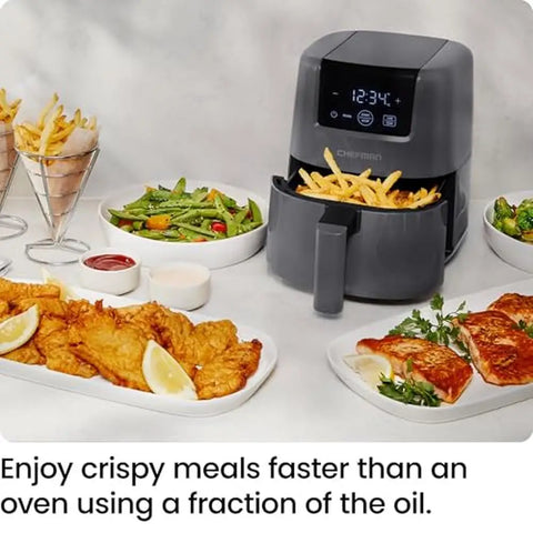 Mini Digital Air Fryer Nonstick Basket Shake Reminder Fast & Healthy Cooking 2-Qt Capacity Dishwasher Safe  RJ38-2T-GREY