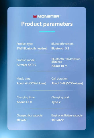Monster XKT10 Wireless Headphones Bluetooth Earphones Dual Mode Gaming Headset Waterproof Noise Reduction TWS Earbuds With Mic